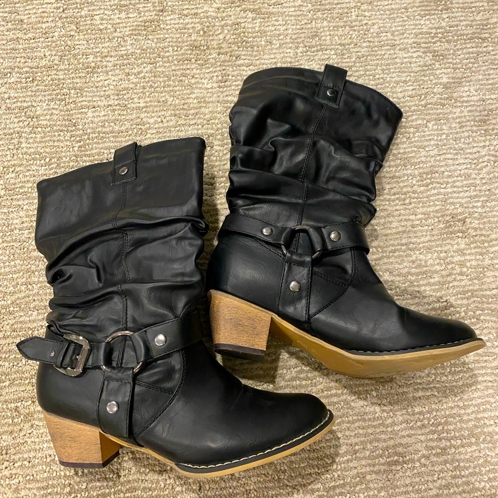 Black Leather Women's Boots